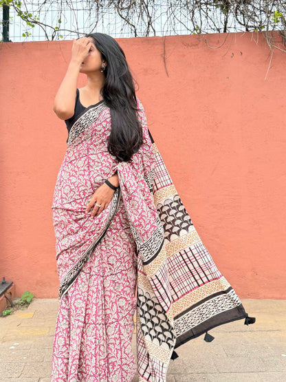 Magenta Fields Saree