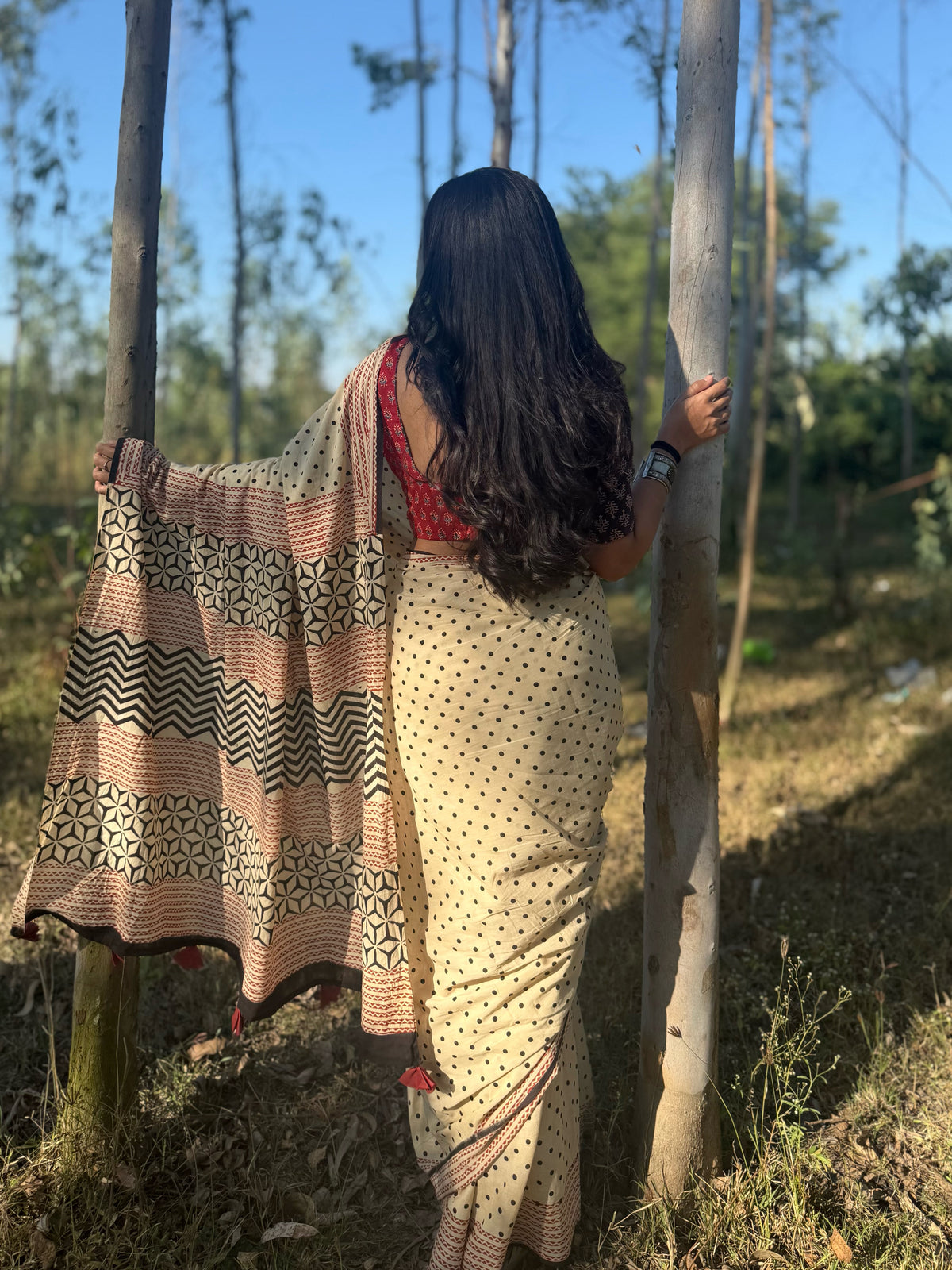 Beige Dot Saree