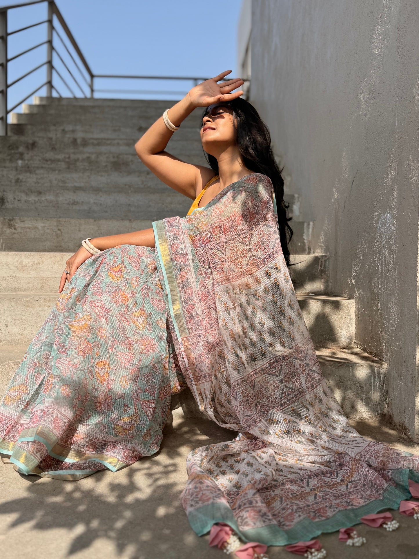 Mint Bloom Saree
