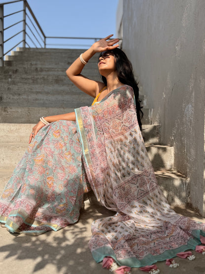 Mint Bloom Saree