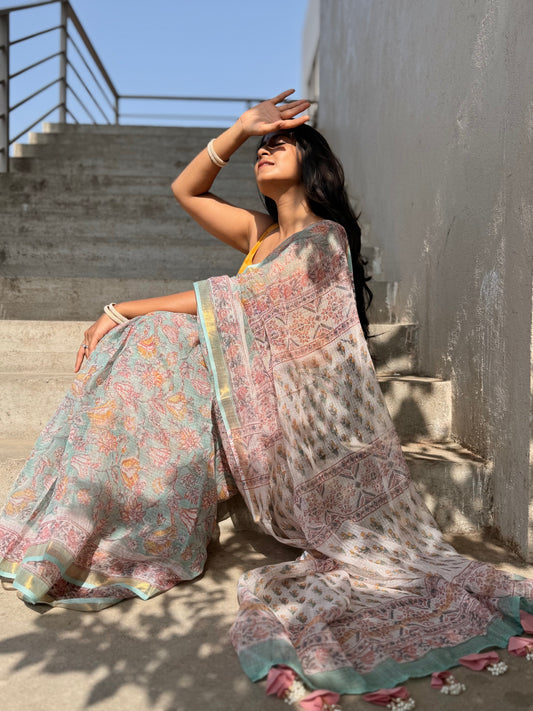 Mint Bloom Saree