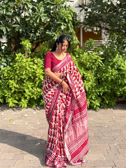 Brick Paisley Saree