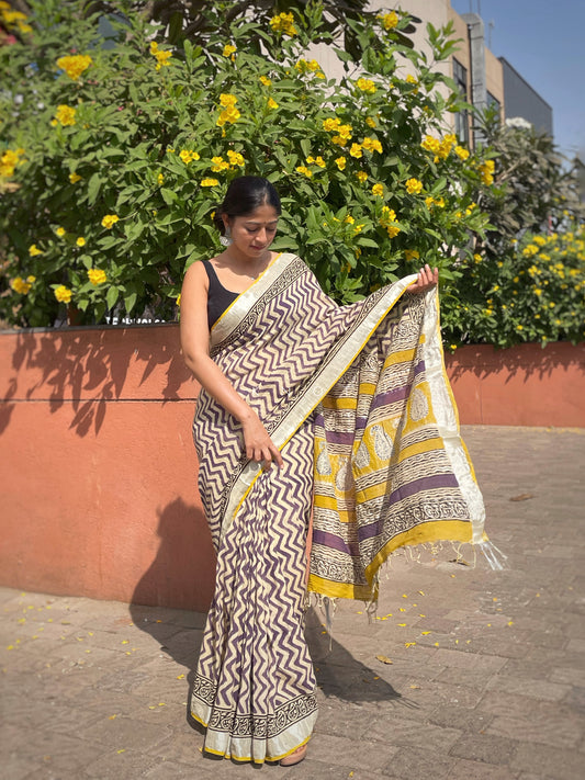 Orchid Chevron Saree