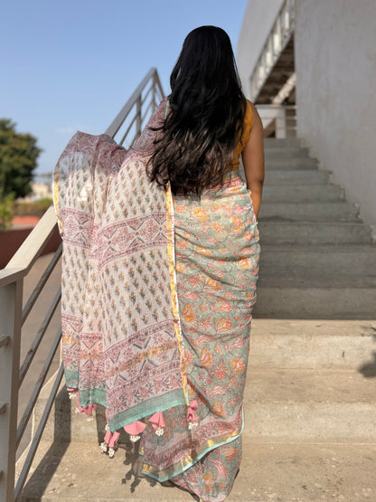 Mint Bloom Saree