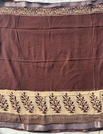 Tan Border Saree