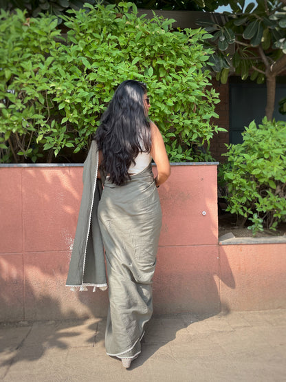 Military Green Saree