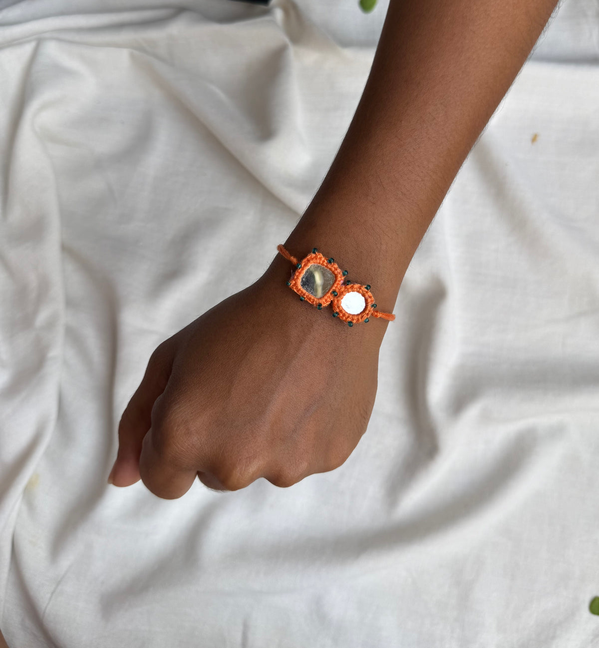 Orange Mirror Rakhi