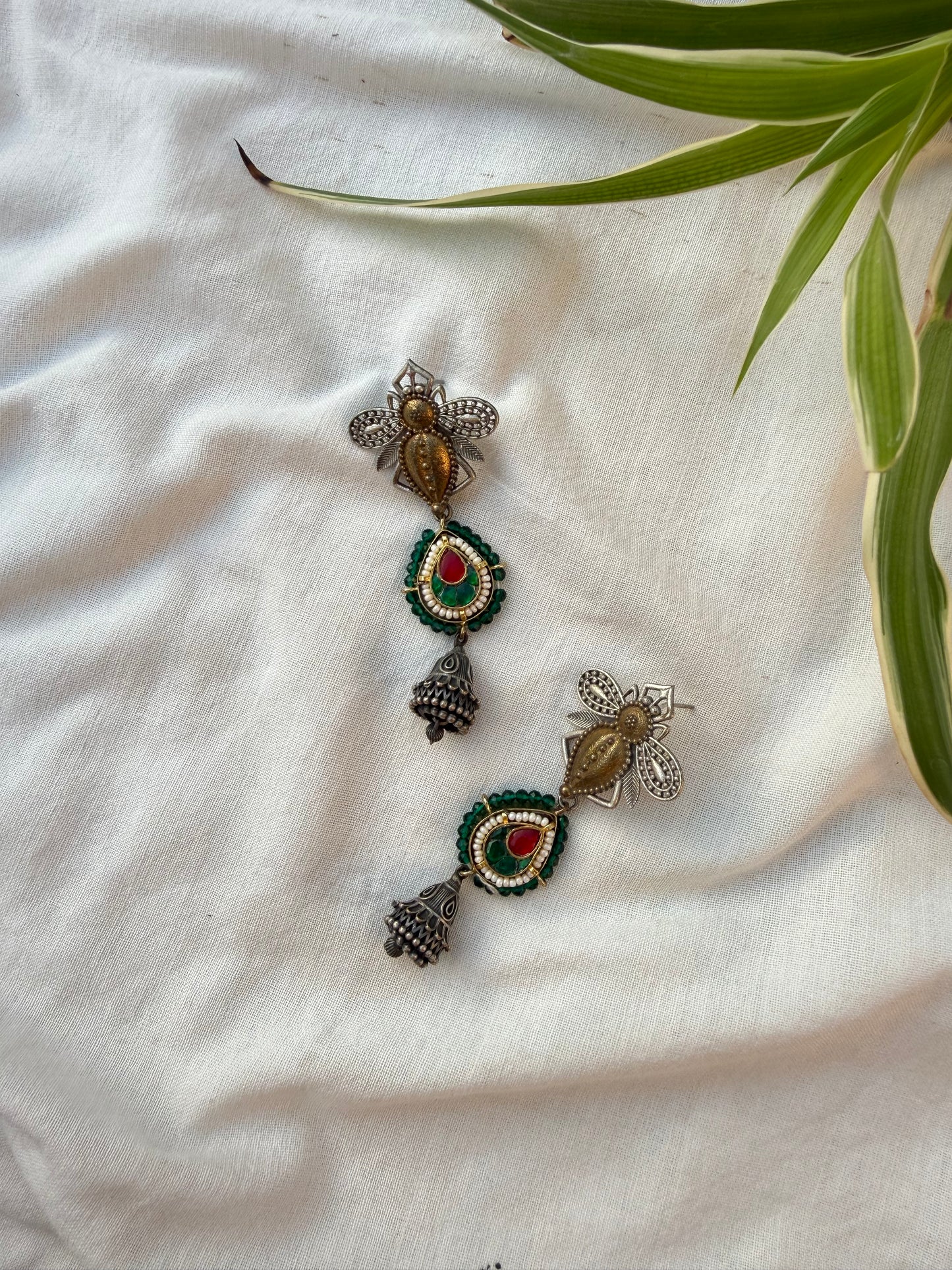 Green Bee Earrings