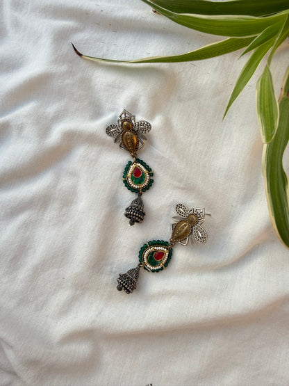 Green Bee Earrings