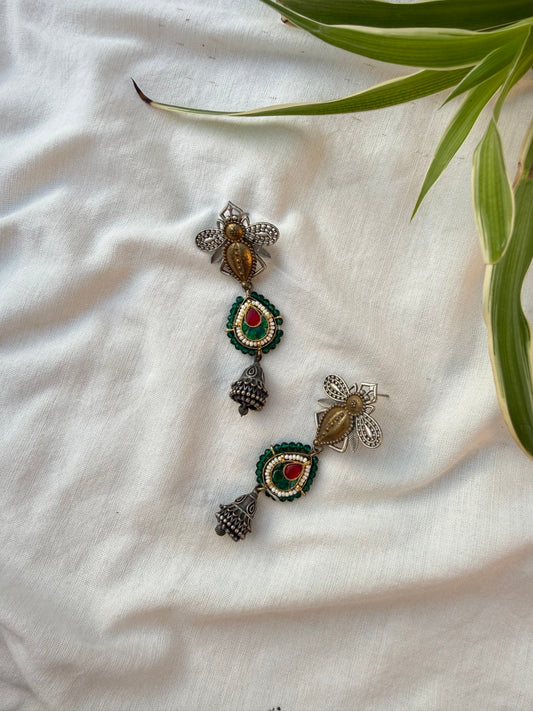 Green Bee Earrings