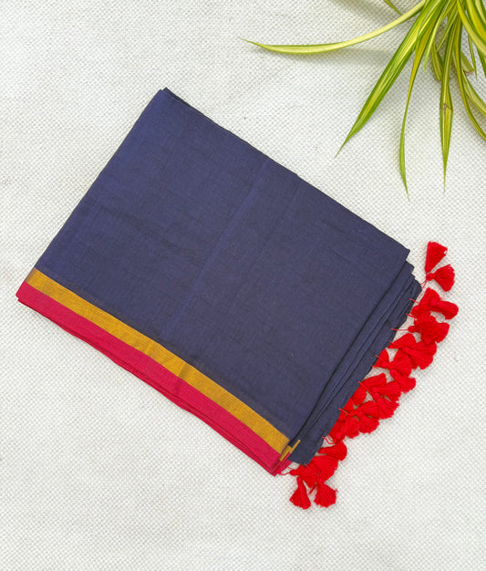 Navy Border Saree