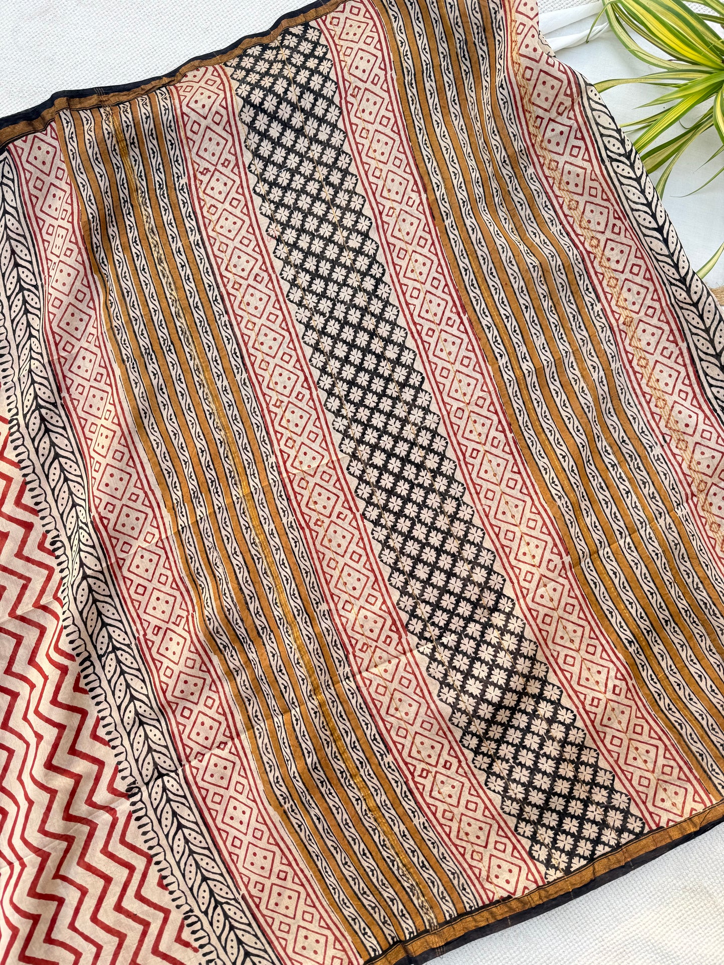Wine Chevron  Saree