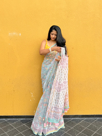 Mint Bloom Saree