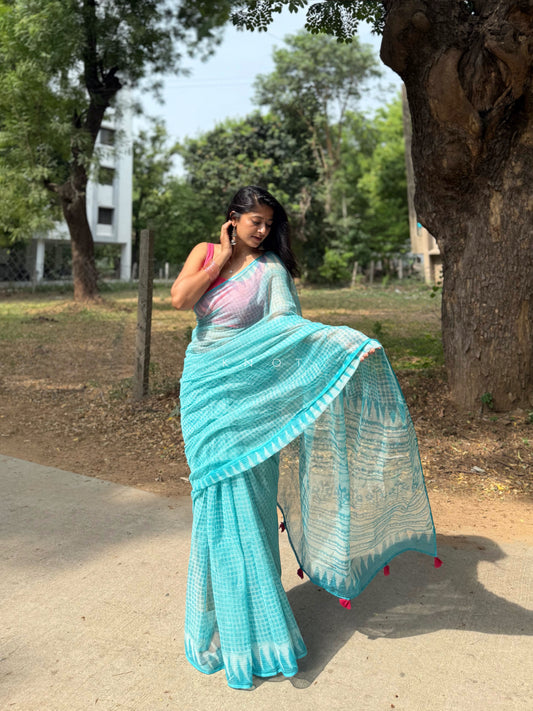 Sky Graph Saree