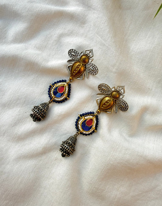 Blue Bee Earrings