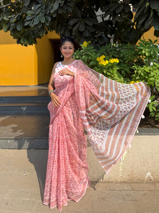 Peachy Fields Saree