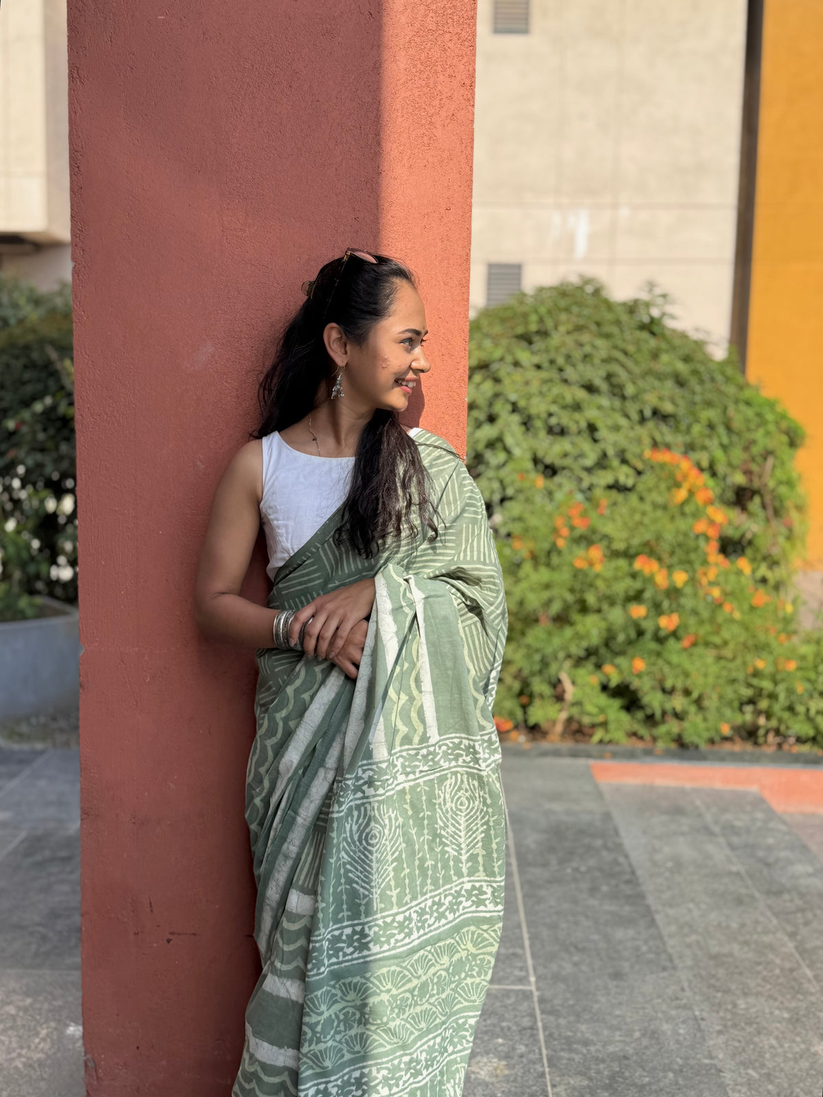 Frosted Green Saree