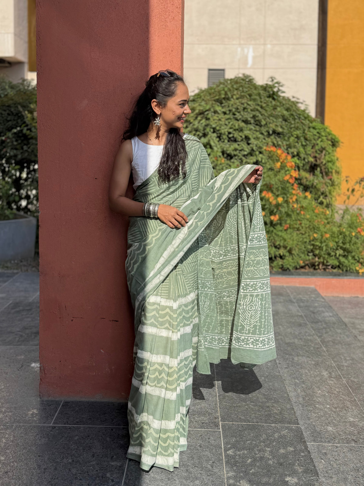 Frosted Green Saree