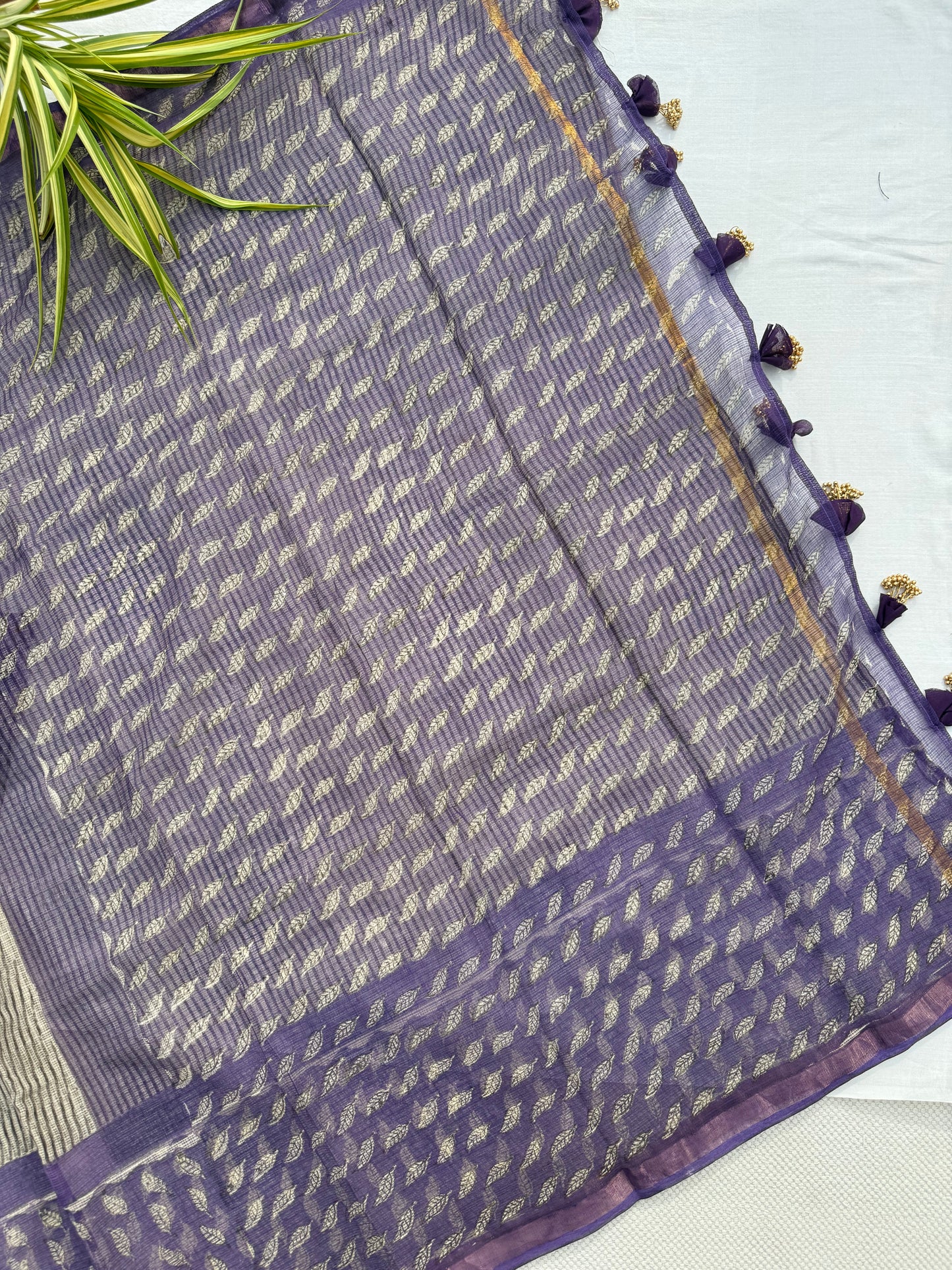Striped Plum Saree