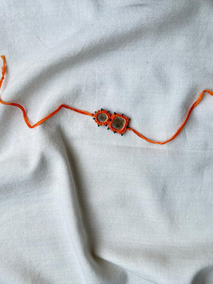 Orange Mirror Rakhi