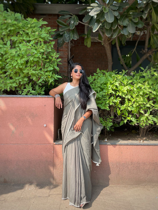 Military Green Saree