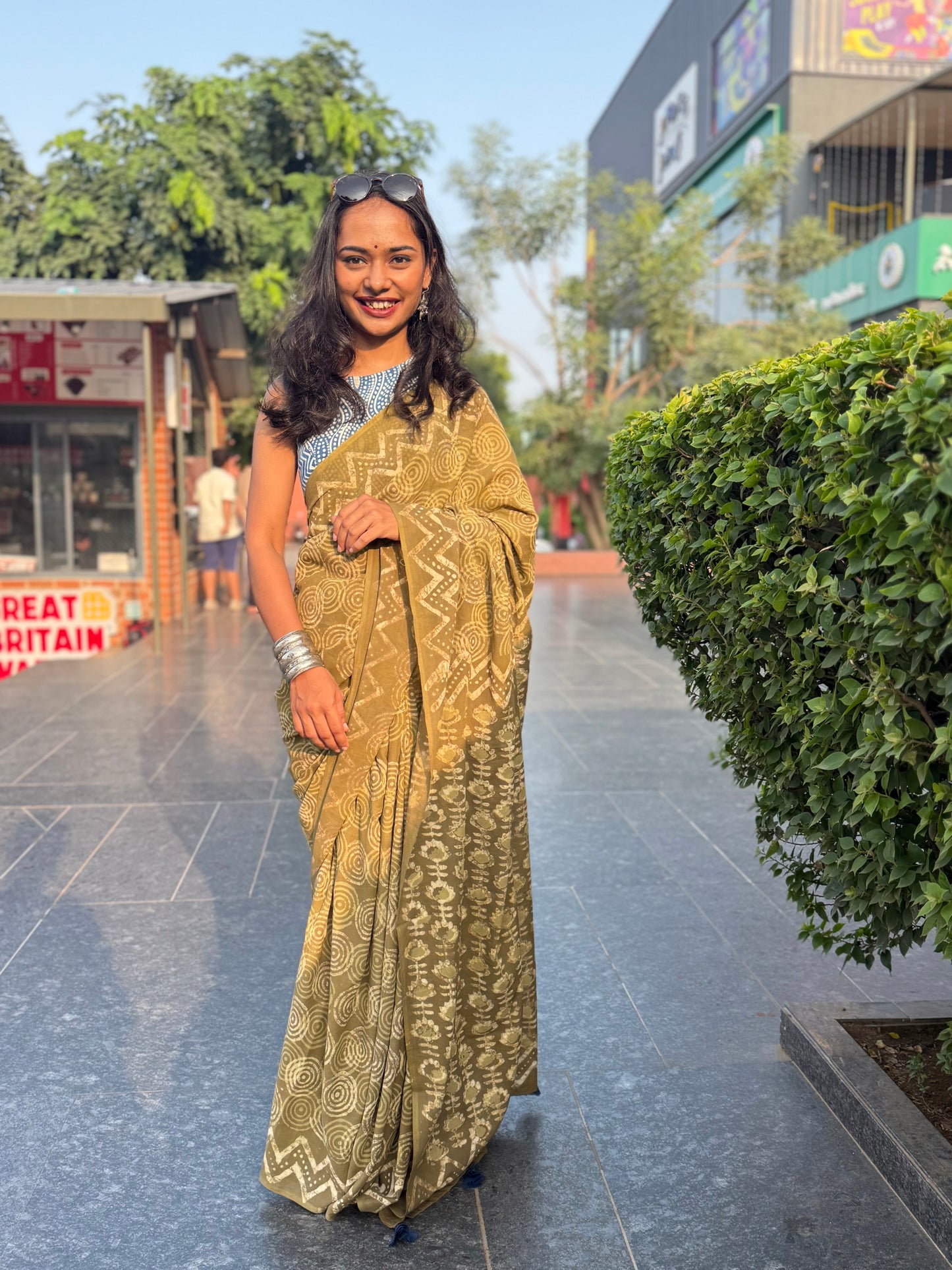 Olive Spiral Saree