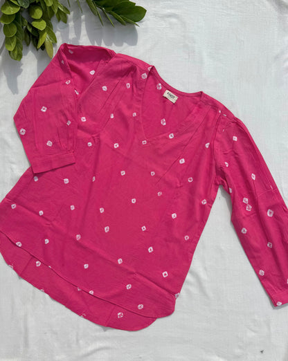 Pink Bandhani Top