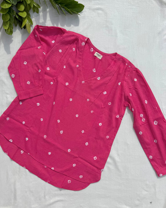 Pink Bandhani Top