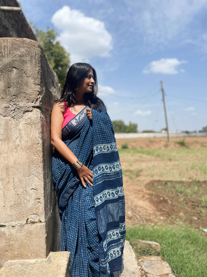 Indigo Graph Saree