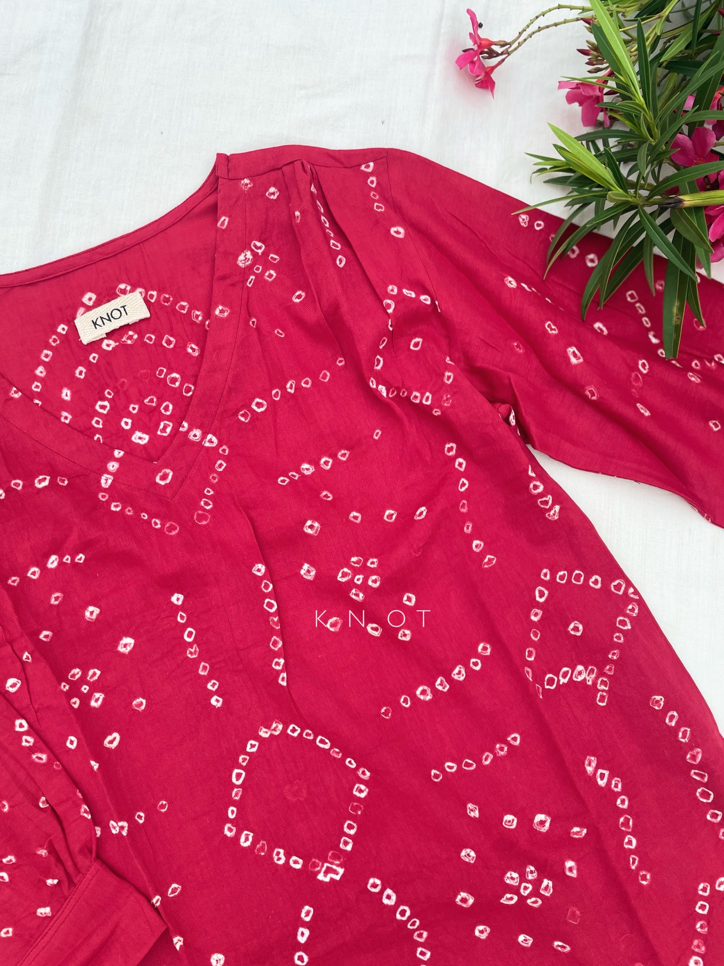 Red Patterned Bandhani top