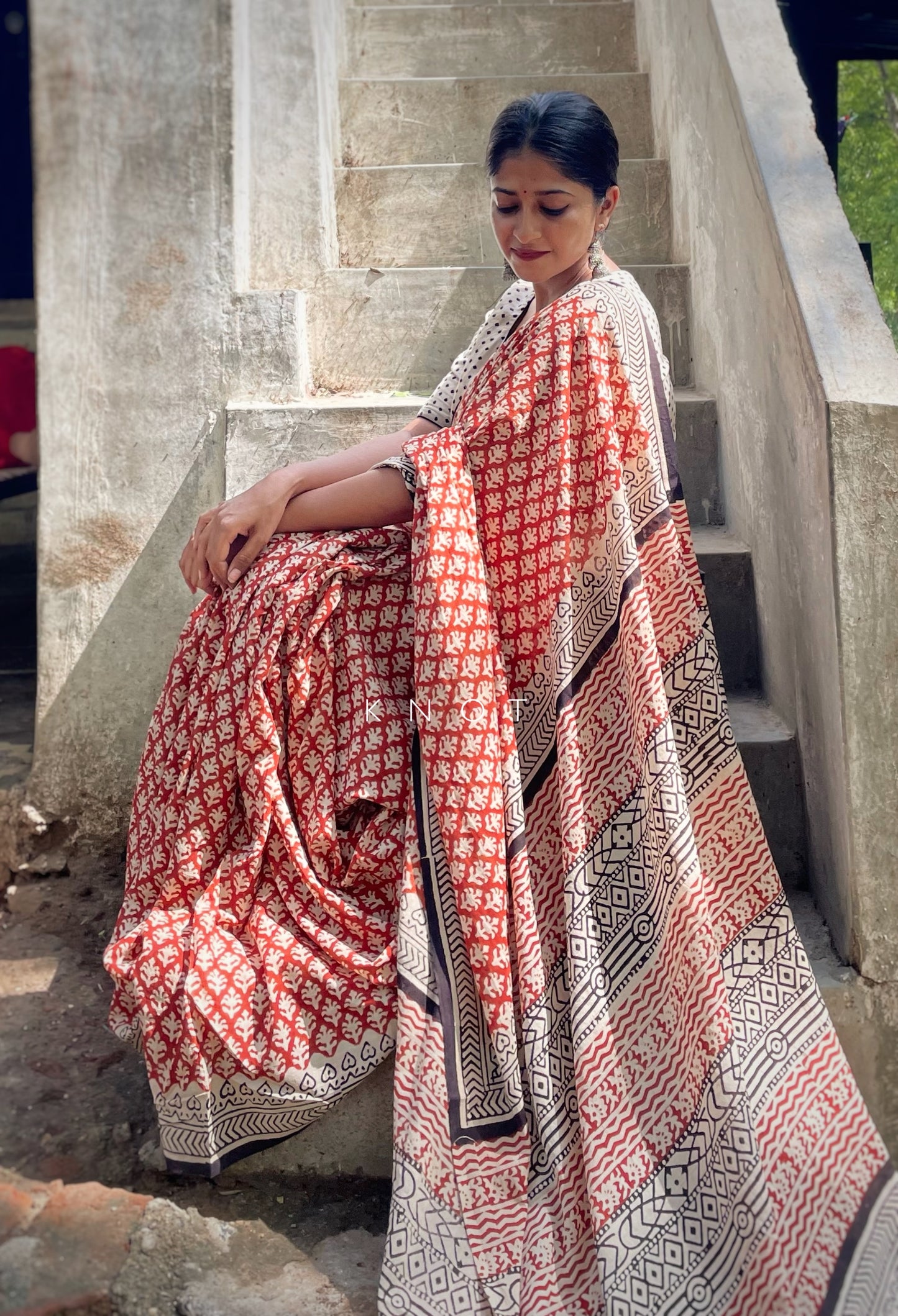 Red Field Saree