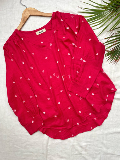 Red Bandhani Top