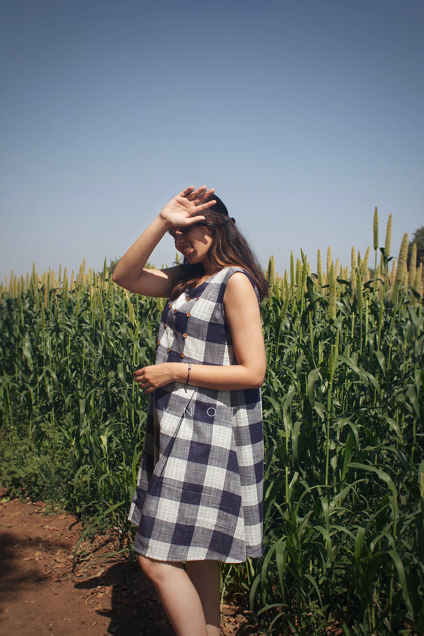 Checked Pleat Dress