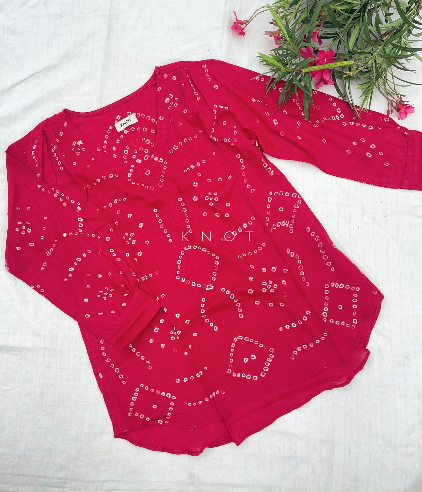 Red Patterned Bandhani top