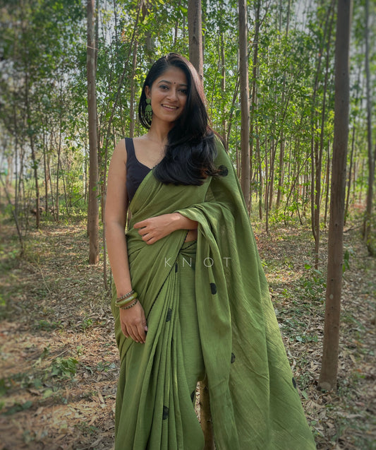 Olive Dot Saree