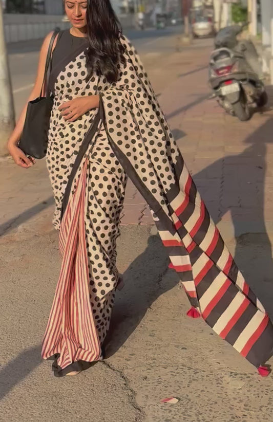Dot And Stripe Saree