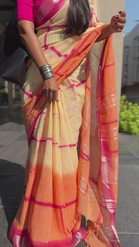 Coral Tie Dye Saree