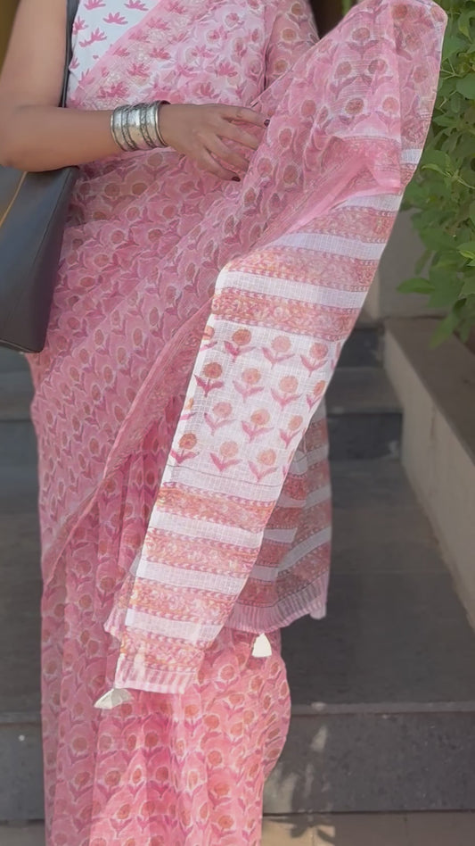 Peachy Fields Saree