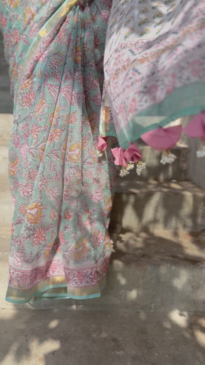 Mint Bloom Saree