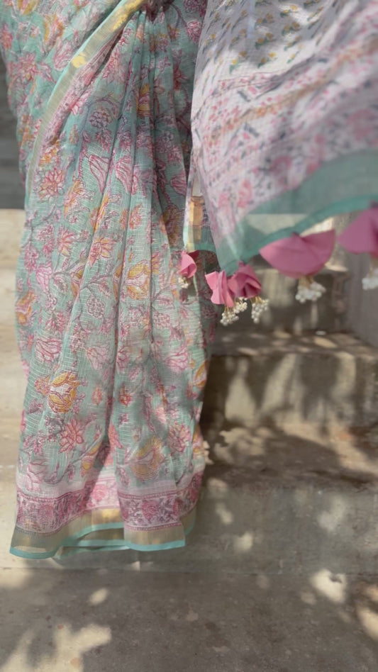 Mint Bloom Saree